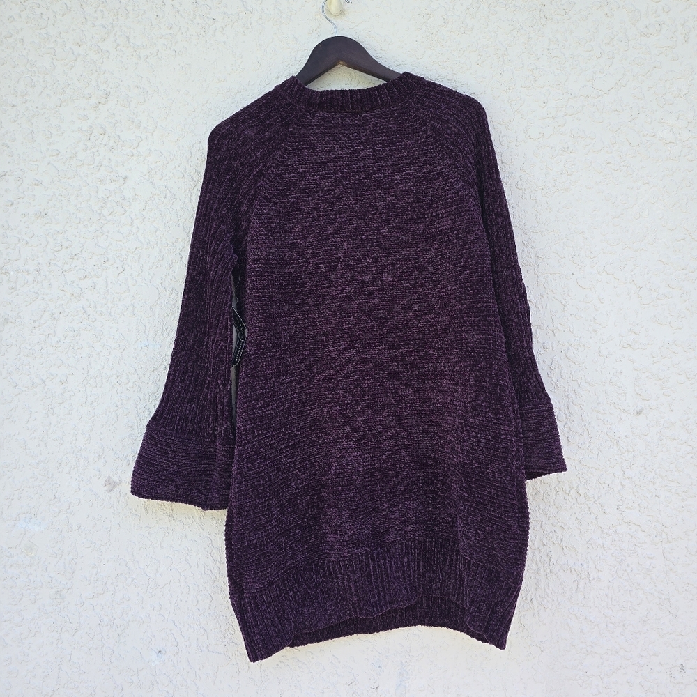 Allison Brittney Plum Chenille Knit Sweater Tunic Size - Picture 2 of 7